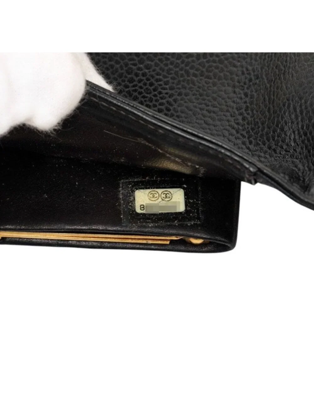 Chanel CC Logo Bifold Wallet Black Caviar Leather